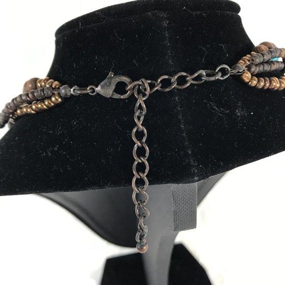 Tribal Inspired Multi strand beads Hammered Metal - Picture 4 of 10